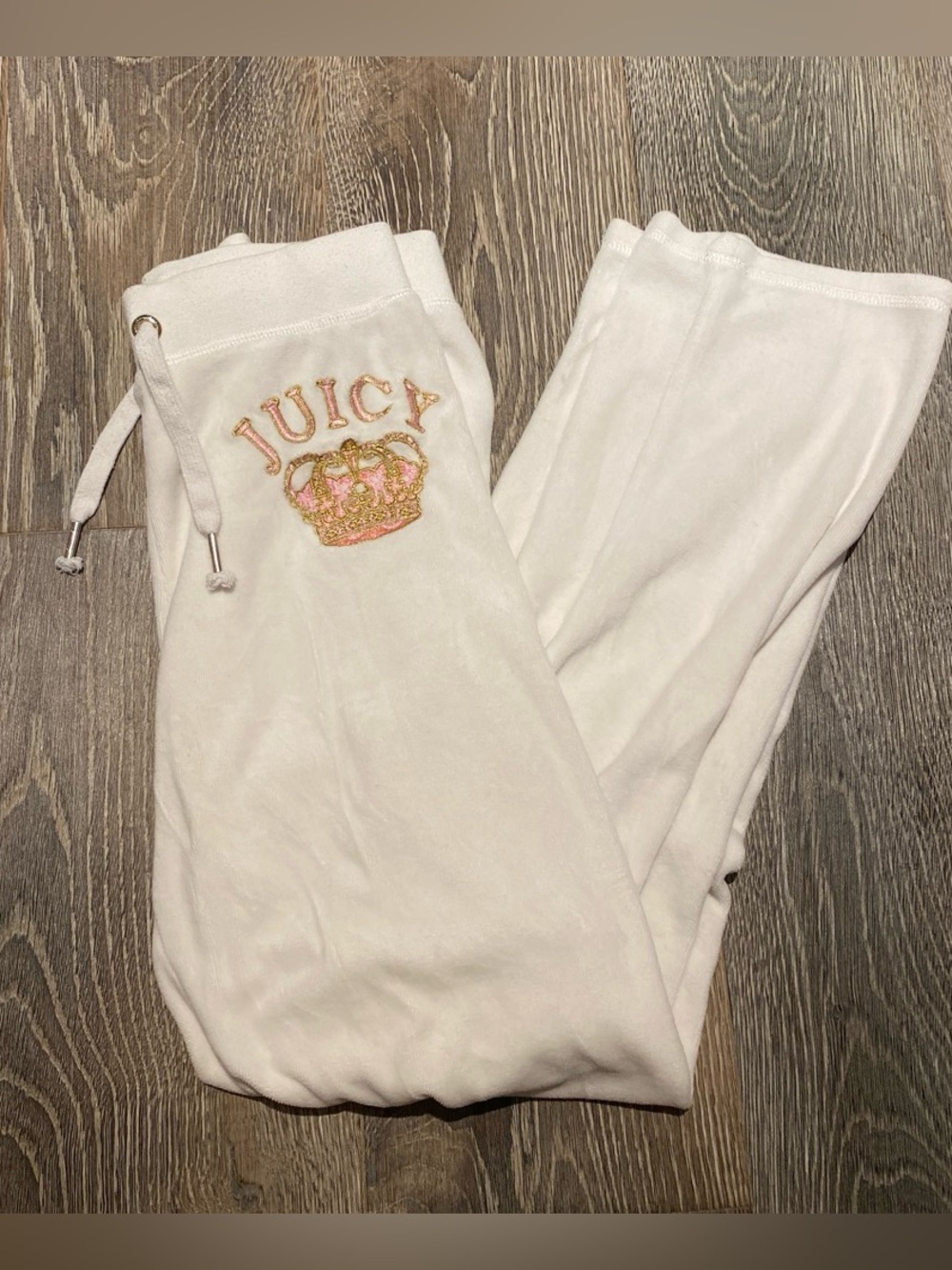 y2k vintage Juicy Couture Medium White Velour Logo Jogger Pants